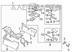 Консоль центральная подлокотник и подстаканники Mazda CX-9 16-23 кожа черн
