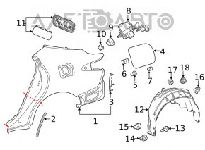 Căptușeală aripă spate dreapta Toyota Camry v70 18-24 L/LE/XLE