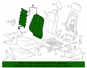 Обшивка спинки водительского сиденья Toyota Rav4 16-18 с подогревом, кожа черная, Limited