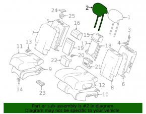 Подголовник 2 ряда центральный Mercedes H247 GLA 20-26 кожа черная