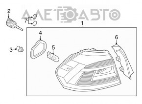 Фонарь внешний крыло правый VW Passat b8 16-19 USA галоген темный, потерт