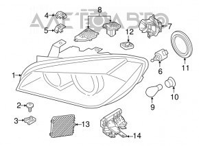 Фара передняя левая в сборе BMW X1 F48 16-19 LED, под полировку
