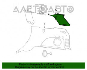 Накладка задней стойки левая Jeep Grand Cherokee WK2 14-15 зад, черн