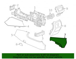 Ornament consolă centrală laterală neagră, dreapta spate, partea inferioară, pentru Chevrolet Equinox EV 24-26