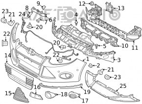 Решетка переднего бампера центральная Ford Focus mk3 11-14 дорест мат