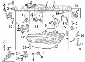 Ansamblu far dreapta față pentru Audi A6 C7 16-18, LED restilizat, necesită lustruire, ciobiri, LED ars