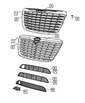 Решетка радиатора grill Chrysler 300 11-14 дорест без птф