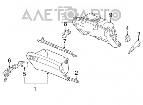Перчаточный ящик, бардачок Honda Accord 13-17 черн, без замка
