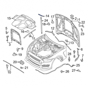 Уплотнитель капота левый Ford Mustang mk6 18-23 маленький