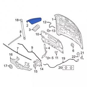 Уплотнитель капота левый Ford Mustang mk6 18-23 маленький