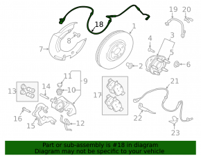 Senzor de uzură a plăcuțelor de frână față stânga pentru Land Rover Range Rover Velar 18-26 (325 mm și 349 mm)