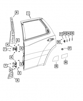 Дверь в сборе задняя левая Dodge Durango 11-26