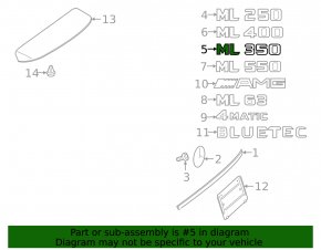Эмблема надпись ML350 двери багажника Mercedes W164 ML