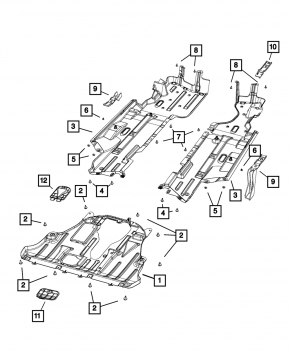 Защита днища левая Jeep Cherokee KL 14-18