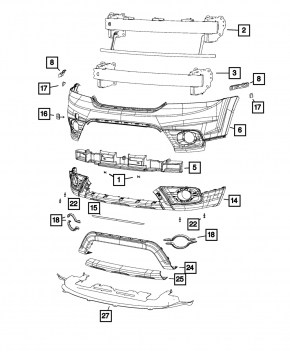 Крепление переднего бампера правое Dodge Journey 11-20
