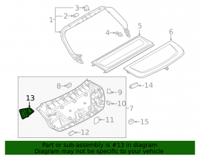 Заглушка обшивки двери багажника левая Audi A5 F5 18-25 5D черная, тычка