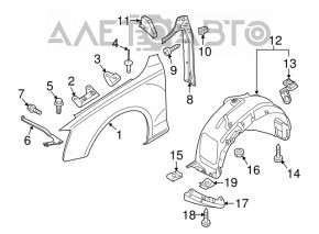 Aripă dreapta față Audi Q5 8R 13-17, rest, negru LY9T, fund