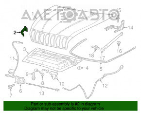 Крепление отбойника капота левое Jeep Cherokee KL 14-18