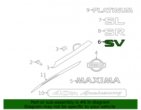Эмблема надпись SV крышки багажника Nissan Maxima A36 16-23