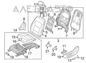 Водительское сидение Hyundai Elantra AD 17-18 без airbag, ткань беж