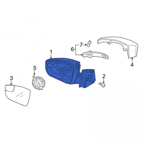 Зеркало боковое левое в сборе Ford Focus mk3 15-18 рест 5 пинов, поворотник, серое