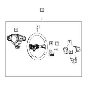 Руль голый Dodge Journey 11-15 резина черн, без кнопок, с накладками, потертости