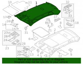 Обшивка потолка VW Jetta 11-18 USA без люка беж