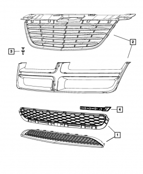 Решетка радиатора grill Chrysler 200 11-14 серая с хромом