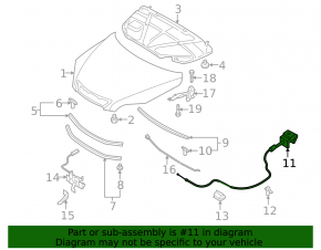 Трос капота с крючком открывания Mazda3 03-09 HB