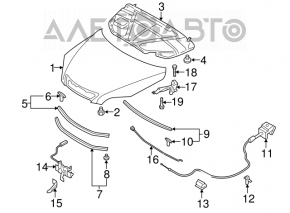 Трос капота с крючком открывания Mazda3 03-09 HB