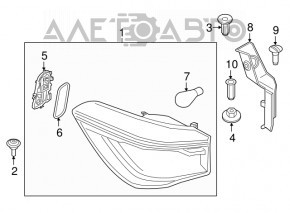 Фонарь внешний крыло правый BMW X1 F48 16-19 LED, царапины, трещины под стеклом