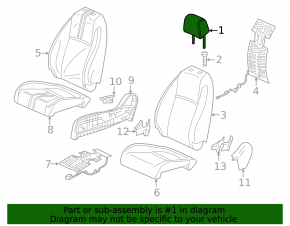 Подголовник передний левый Honda Civic XI FE/FL 22-26 4d, ткань черный