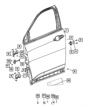 Дверь голая передняя правая Jeep Compass 17-26