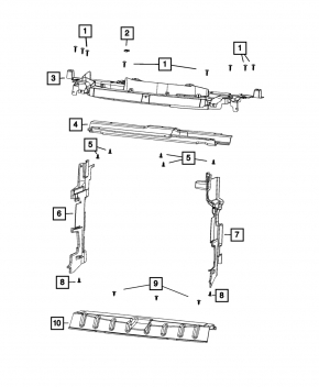 Дефлектор радиатора верхний Jeep Cherokee KL 19-23 2.0T, 3.2