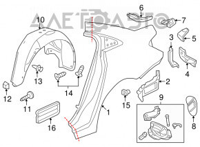 Подкрылок задний левый Chevrolet Cruze 11-16