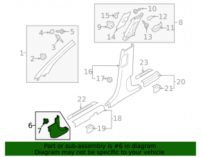 Накладка передней стойки нижняя левая Hyundai Tucson 16-21 черная, сломано крепление