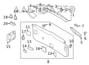 Обшивка двери багажника правая Subaru Forester 19-24 SK черная