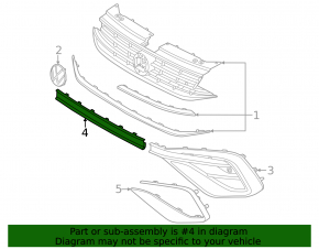 Накладка губы переднего бампера центральная VW Tiguan 22-24 структура