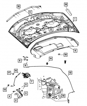 Замок капота Chrysler 200 11-14