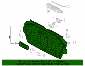 Решетка радиатора grill голая Audi A4 B9 20-25 без эмблем, хром, S-line