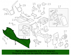 Накладка центральной консоли боковая правая Ford C-max MK2 13-18 серая, царапины