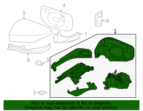 Oglindă laterală dreapta pentru Subaru Outback 20-25 fără element oglindă, fără capac, fără semnalizator, încălzită, cu BSM, cu memorie