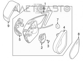 Ansamblu oglindă retrovizoare dreapta pentru VW Jetta 11-18, convexă, încălzită, BSM, semnalizator