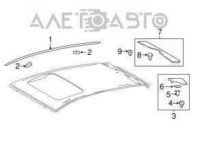 Ornament central plafon spate Toyota Prius 50 16-22, elemente de fixare rupte, zgârieturi