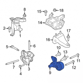 Подушка двигателя задняя Ford Fiesta 11-19 1.6