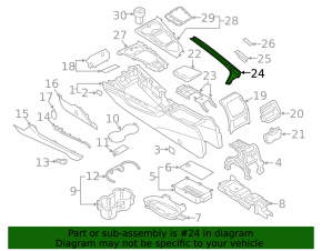 Накладка центральной консоли Audi A5 F5 18-25 aluminum trimaran, с карманом, тычки, сломано крепление