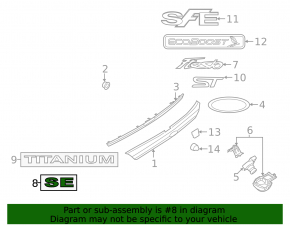 Эмблема SE крышки багажника Ford Fiesta 11-19 4d