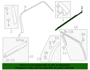 Ornamente ușă-geam central spate dreapta Mazda CX-90 24-26 negru mat