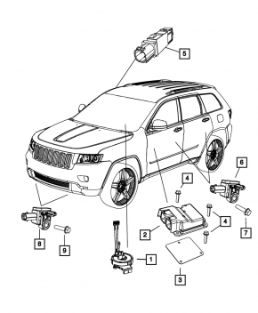 Модуль srs airbag компьютер подушек безопасности Jeep Grand Cherokee WK2 17-16