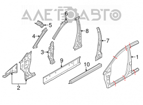 Стойка кузова центральная левая Nissan Versa 12-17 usa отпилена
